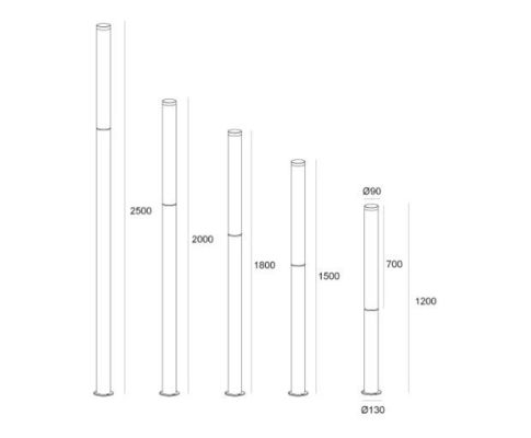 DC 12V Aluminium LED Bolt Lights, Oświetlenie do ogrodu dla parku wsi